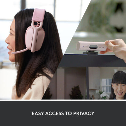 Logitech Brio 500 Webcam Full HD 1080p 30 fps 90° Campo de Visión y Auriculares Inalámbricos Zone Vibe 100 Rosa