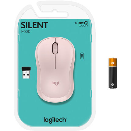Logitech M220 SILENT Ratón Inalámbrico 1000 dpi 18 Meses Batería Rose
