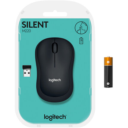 Logitech M220 SILENT Ratón Inalámbrico Negro 1000 dpi 18 Meses Batería
