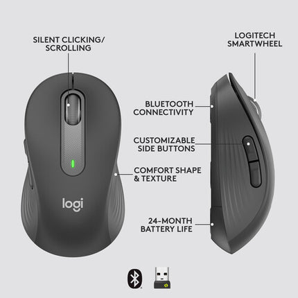 Logitech Signature M650 Ratón Inalámbrico Mediano 4000 dpi Bluetooth 24 Meses Batería