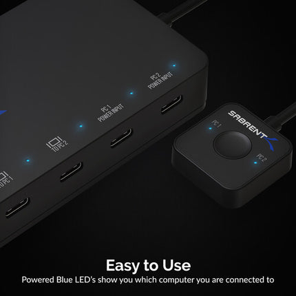 Sabrent 2-Port USB Type-C KVM Switch con HDMI 4K60 y 60W PD con Soporte de Montaje