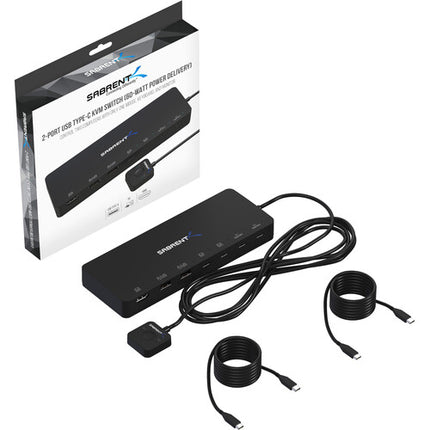 Sabrent 2-Port USB Type-C KVM Switch con HDMI 4K60 y 60W PD con Soporte de Montaje