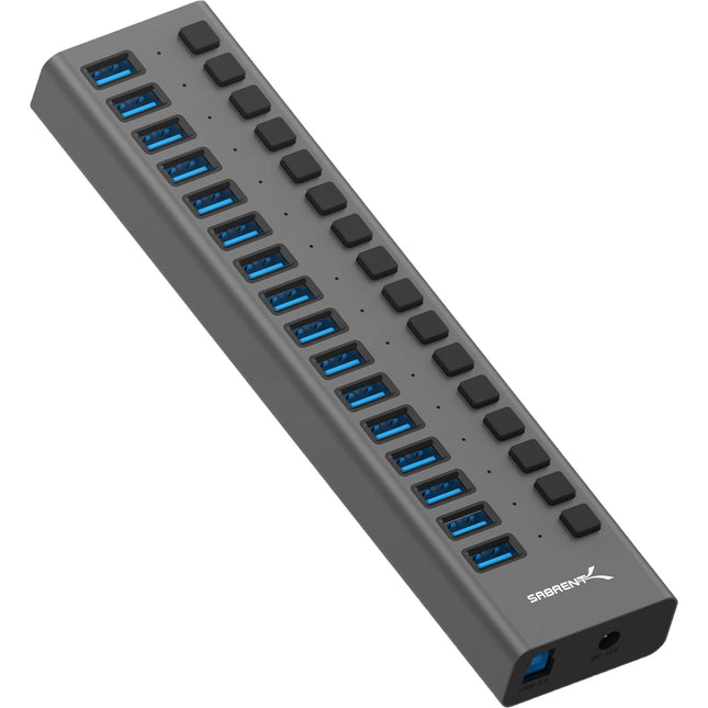 Sabrent 16 Puertos Hub USB 3.0 y Cargador 5Gbps 1.1A por Puerto
