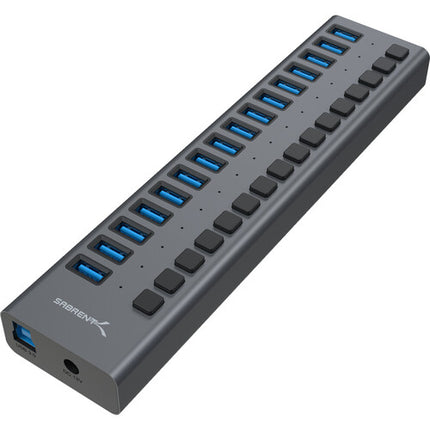 Sabrent 16 Puertos Hub USB 3.0 y Cargador 5Gbps 1.1A por Puerto