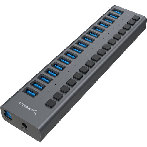 Sabrent 16 Puertos Hub USB 3.0 y Cargador 5Gbps 1.1A por Puerto
