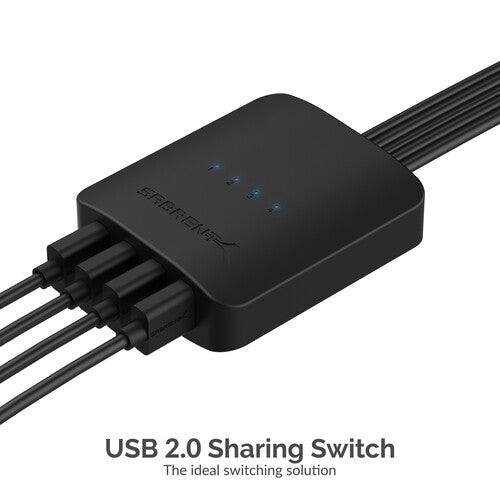 Sabrent 4-Way USB 2.0 Sharing Switch con 4 puertos USB-A y control remoto integrado
