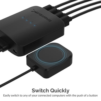 Sabrent 4-Way USB 2.0 Sharing Switch con 4 puertos USB-A y control remoto integrado