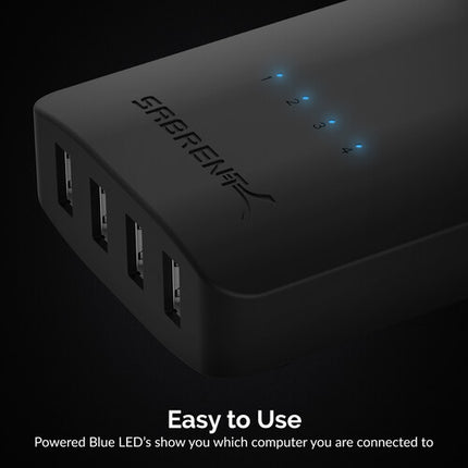 Sabrent 4-Way USB 2.0 Sharing Switch con 4 puertos USB-A y control remoto integrado