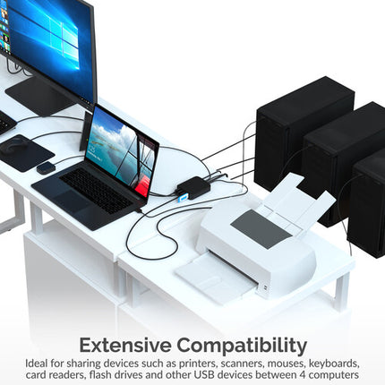 Sabrent 4-Way USB 2.0 Sharing Switch con 4 puertos USB-A y control remoto integrado
