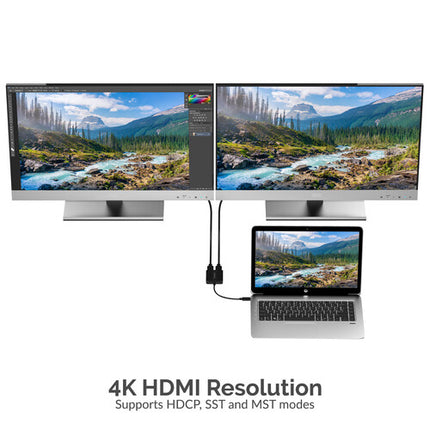 Sabrent Adaptador USB-C a Doble HDMI con Cable Integrado 7.6" 4K UHD