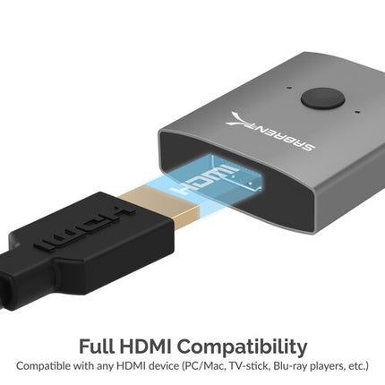 Sabrent Switch HDMI 2 Puertos 4K Conmutador con Botón