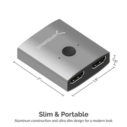 Sabrent Switch HDMI 2 Puertos 4K Conmutador con Botón