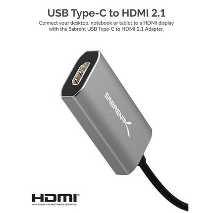 Sabrent Adaptador USB-C a HDMI 2.1 Compatible 8K 60Hz 4K 120Hz