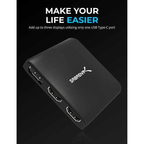 Sabrent Adaptador USB-C a Doble HDMI y DisplayPort 4K60 HDR
