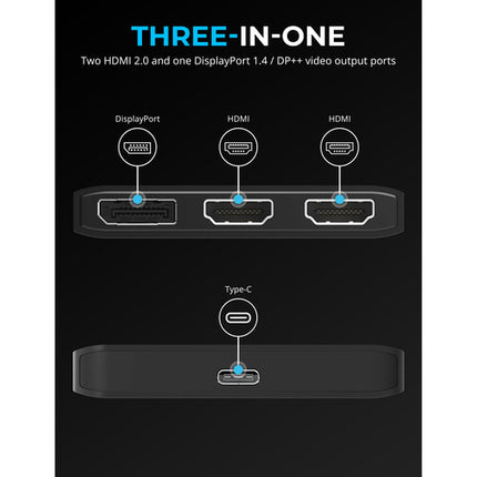 Sabrent Adaptador USB-C a Doble HDMI y DisplayPort 4K60 HDR