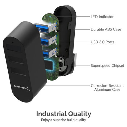 Sabrent Hub USB 3.0 Mini Rotativo 3 Puertos 5 Gb s Negro