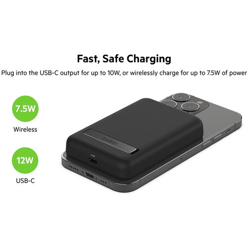 Belkin BoostCharge Power Bank inalámbrico 5000mAh 7.5W con soporte negro