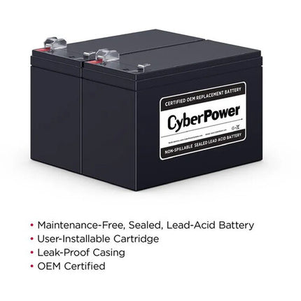 CyberPower RB1290X2 Batería Sellada Plomo Ácido 2 x 12V 9Ah Reemplazo
