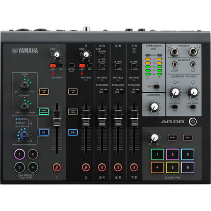 Yamaha AG08 Estación de Streaming 8 Canales USB-C Phantom Power