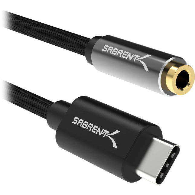 Sabrent Adaptador Activo USB-C a Jack 3.5mm 20" 24-Bit 96kHz