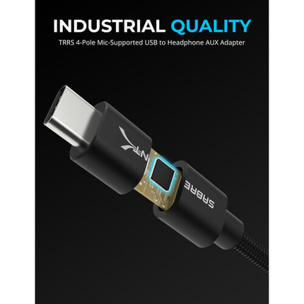 Sabrent Adaptador Activo USB-C a Jack 3.5mm 20" 24-Bit 96kHz