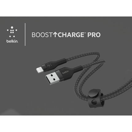 Belkin BoostCharge Pro Flex Cable Lightning a USB-A 3.3 pies MFI certificado resistente 30000 dobleces negro