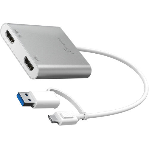 j5create Adaptador USB-C a Doble HDMI Resolución 4K 30Hz y 2K 60Hz con USB-A