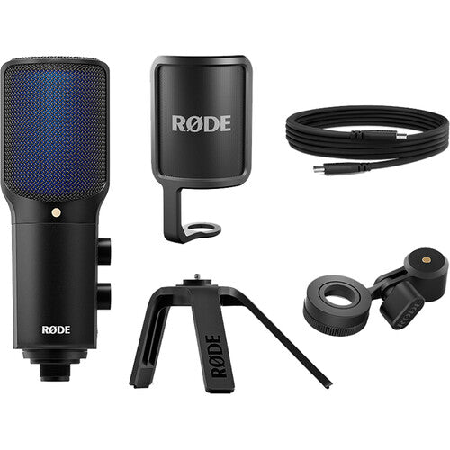 RODE NT-USB+ Micrófono USB Profesional con Preamp 24-Bit 48 kHz y Soporte Tripode