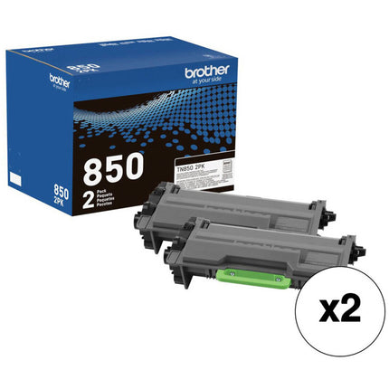 Brother TN850 Cartucho de Tóner Negro Gran Rendimiento 2 x 2-Pack para Impresoras Brother DCP HL MFC