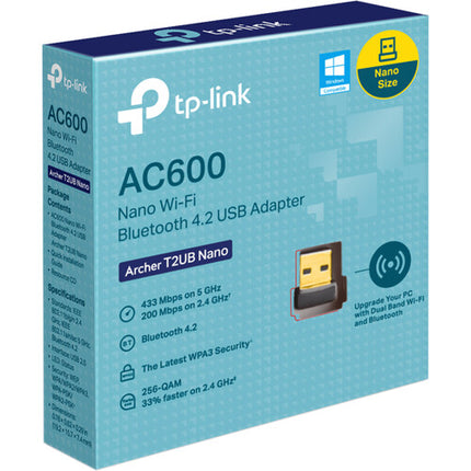 TP-Link Archer T2UB Nano AC600 Adaptador USB Wi-Fi Dual Banda 633 Mb/s Bluetooth 4.2