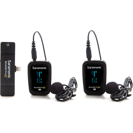 Saramonic Blink 500 ProX B4 Sistema de Micrófono Lavalier Inalámbrico Doble Canal con Batería de 10 Horas y Conector Lightning