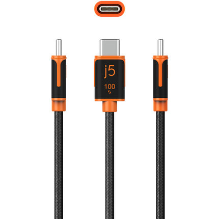 j5create Cable USB-C 100W 1.8m Doble Trenzado Carga Rápida