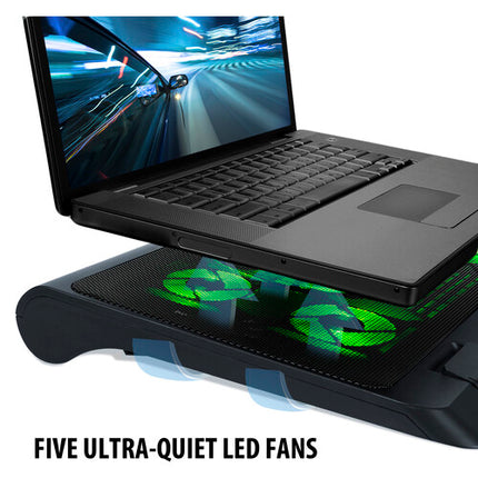 Enhance GX-C1 Soporte para Laptop con 5 Ventiladores LED Verdes y USB