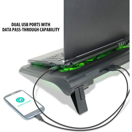 Enhance GX-C1 Soporte para Laptop con 5 Ventiladores LED Verdes y USB