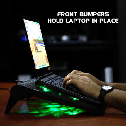 Enhance GX-C1 Soporte para Laptop con 5 Ventiladores LED Verdes y USB