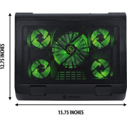 Enhance GX-C1 Soporte para Laptop con 5 Ventiladores LED Verdes y USB