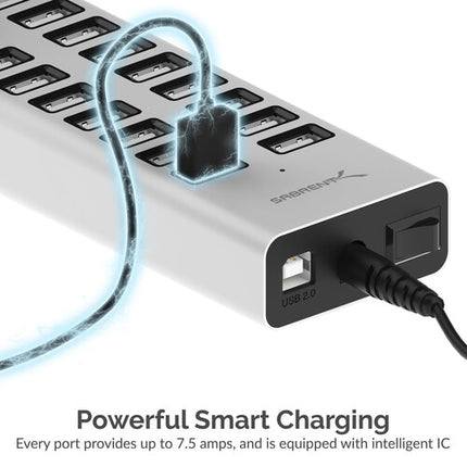 Sabrent AX-P20C Cargador y Hub USB-A 20 Puertos 90W 7.5A Mundial