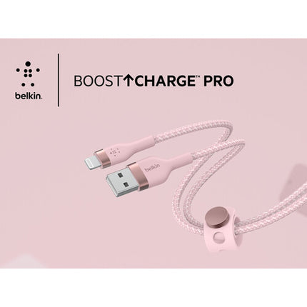 Belkin BoostCharge Pro Flex Cable Lightning a USB-A 2 m Rosado MFI Certificado