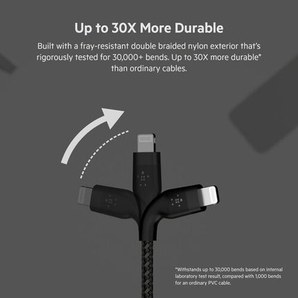 Belkin BoostCharge Pro Flex Cable Lightning a USB-A 9.8 pies Negro MFI
