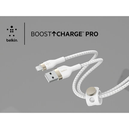 Belkin BoostCharge Pro Flex Cable Lightning a USB-A 9.8 pies Blanco MFI 30000 dobleces
