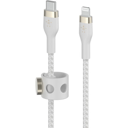 Belkin BOOST CHARGE PRO Flex Cable USB-C a Lightning 6.6' Blanco Trenzado MFi