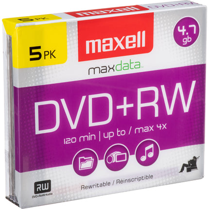 Maxell DVD+RW 4.7GB discos regrabables 4x pack de 5 unidades