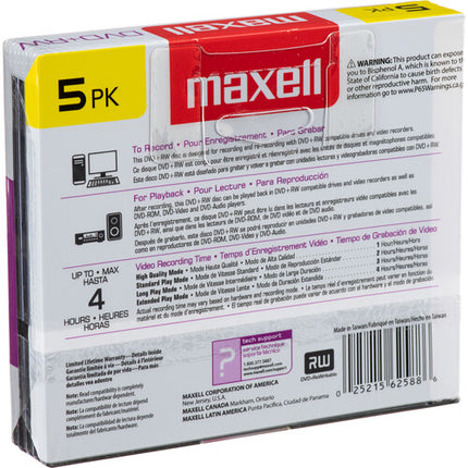 Maxell DVD+RW 4.7GB discos regrabables 4x pack de 5 unidades