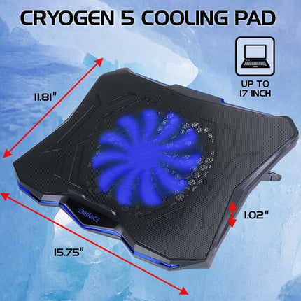 Enhance Cryogen 5 Base Refrigerante para Laptop con Ventilador Extra Grande y LED Azul