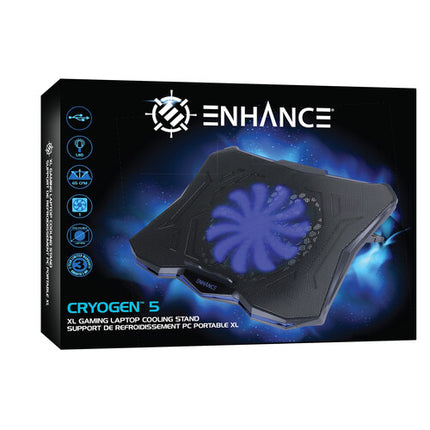 Enhance Cryogen 5 Base Refrigerante para Laptop con Ventilador Extra Grande y LED Azul