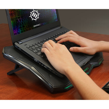 Enhance Cryogen 5 Soporte Refrigerante para Laptop con Ventilador Extra Grande LED Verde y 7 Niveles Ajustables