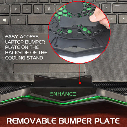 Enhance Cryogen 5 Soporte Refrigerante para Laptop con Ventilador Extra Grande LED Verde y 7 Niveles Ajustables