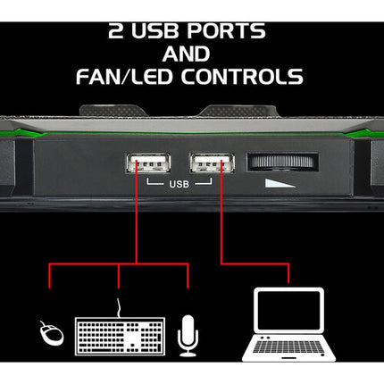 Enhance Cryogen 5 Soporte Refrigerante para Laptop con Ventilador Extra Grande LED Verde y 7 Niveles Ajustables