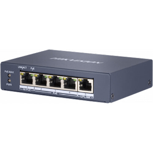 Hikvision DS-3E0505HP-E Switch de Red 4 Puertos Gigabit PoE+ 60W 10 Gb/s