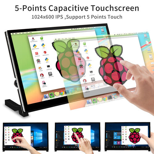 Wimaxit M1012 Pantalla Táctil 10.1" IPS 1024x600 con Altavoces para Raspberry Pi